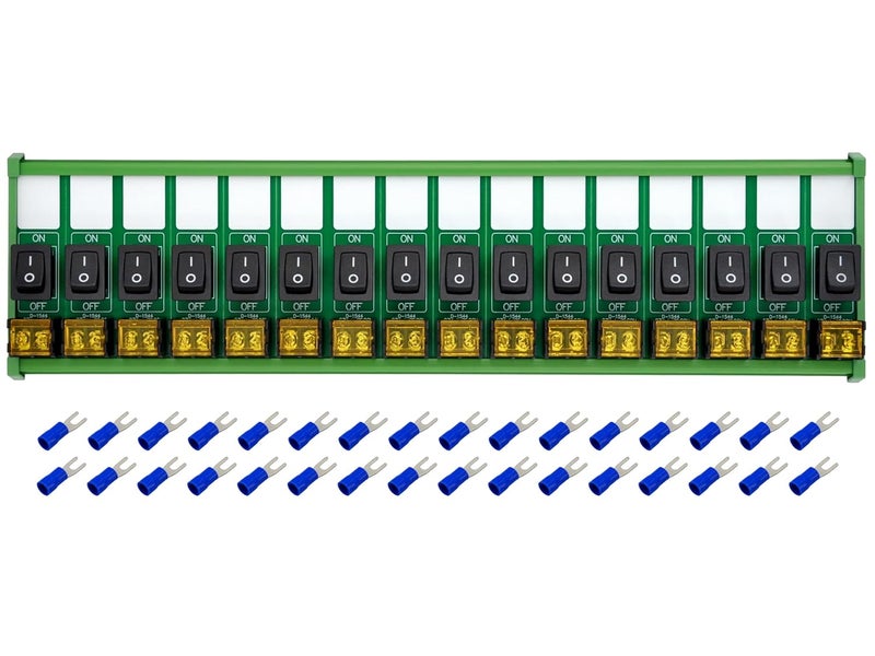 OONO DIN Rail Mount Rocker Switch Module, 10Amp 250VAC/50VDC (16 Channel) - Image 1